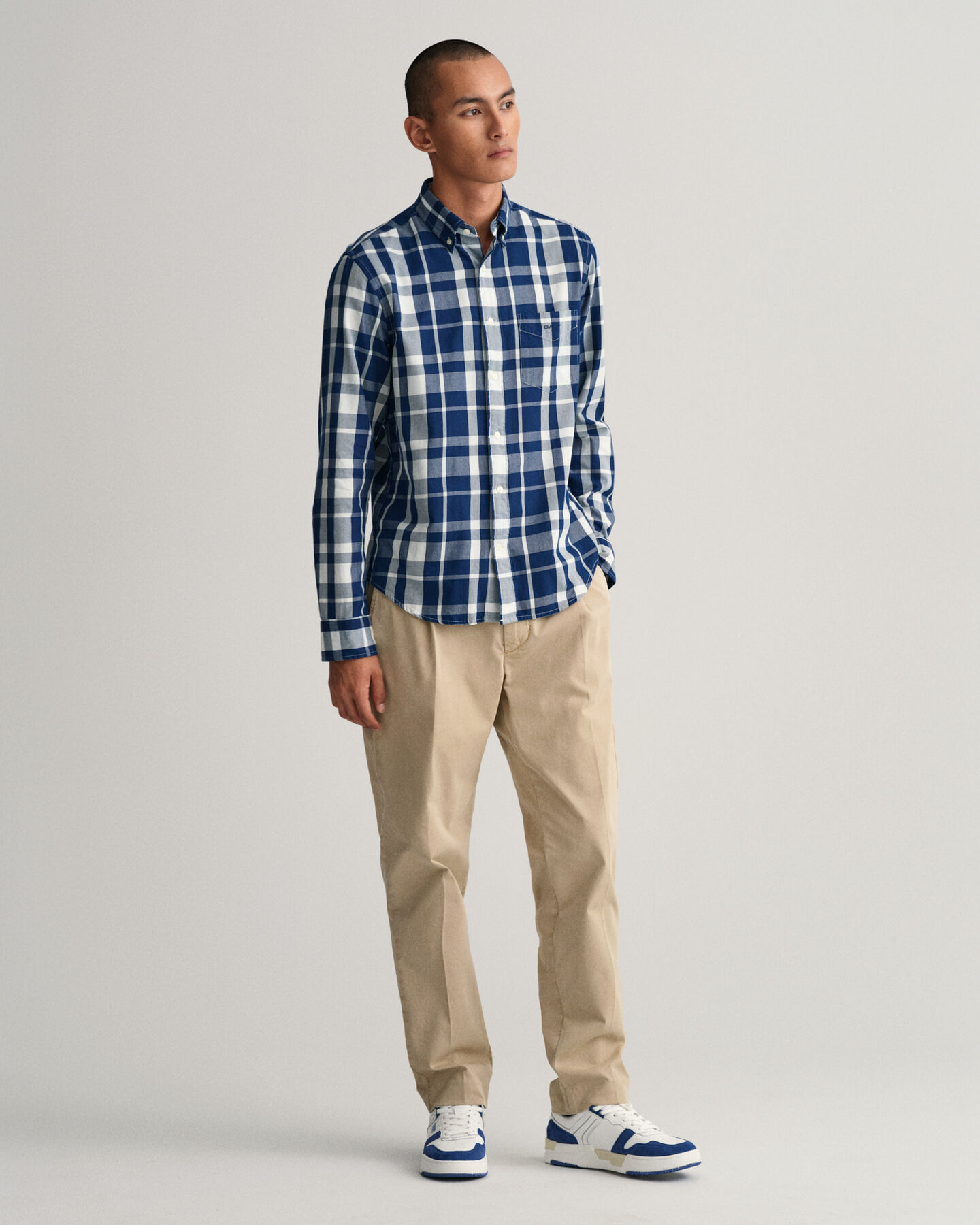 Regular Fit Indigo Plaid Twill Shirt