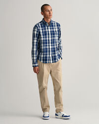 Regular Fit Indigo Plaid Twill Shirt