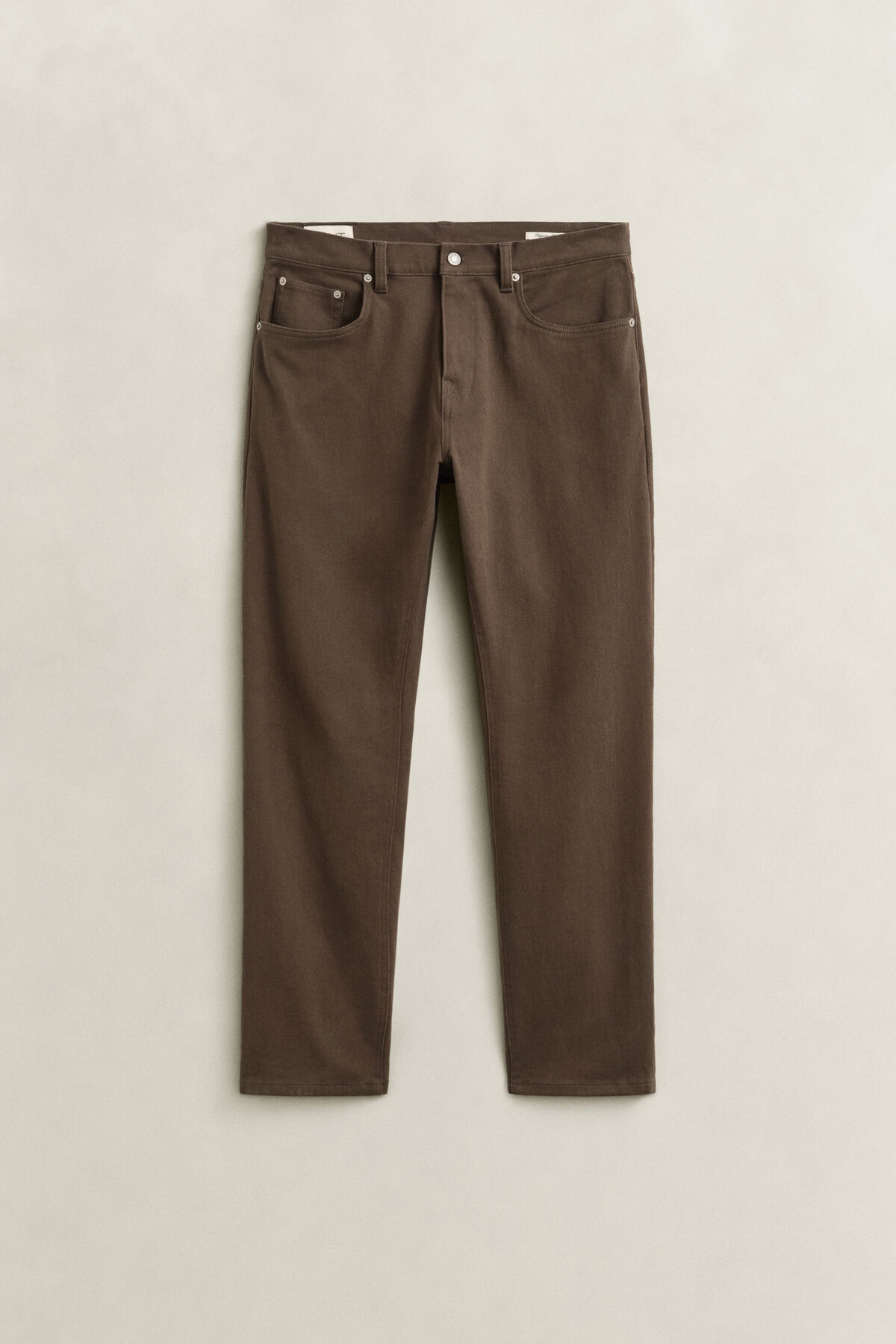 Regular Fit Twill Jeans — SHADOW BROWN