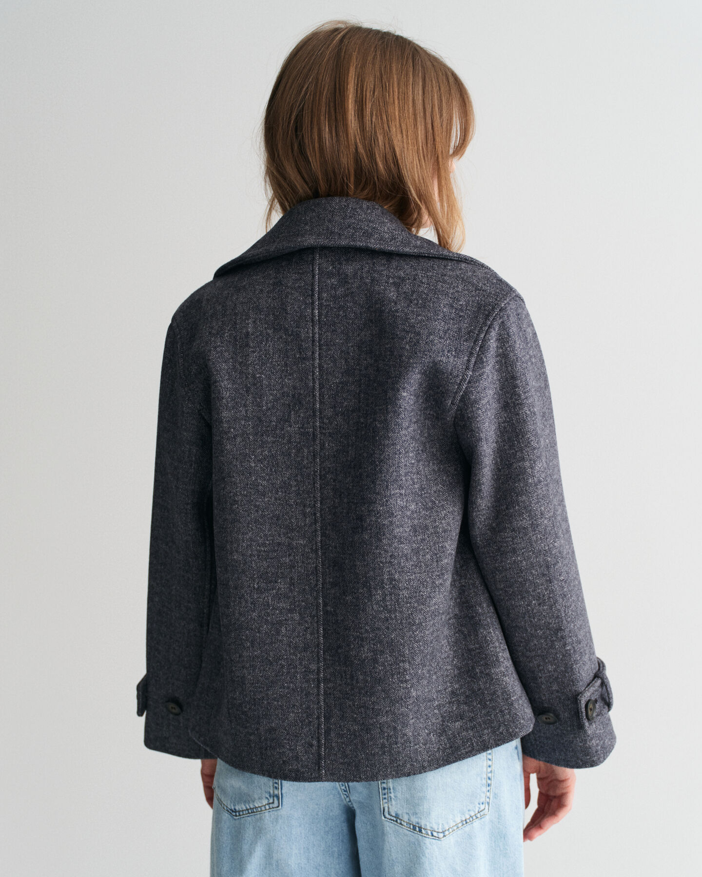 Cropped Herringbone Wool Jacket