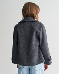Cropped Herringbone Wool Jacket