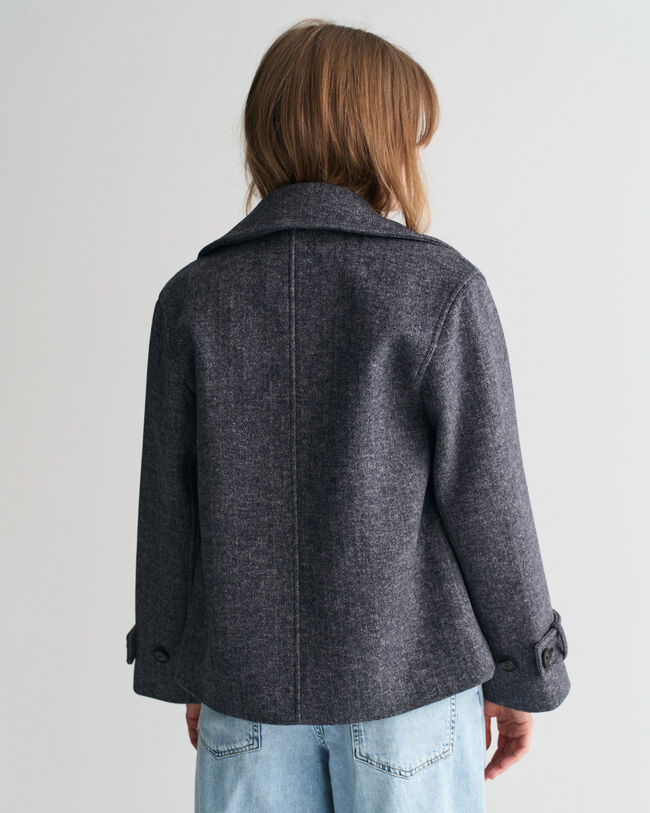 Cropped Herringbone Wool Jacket