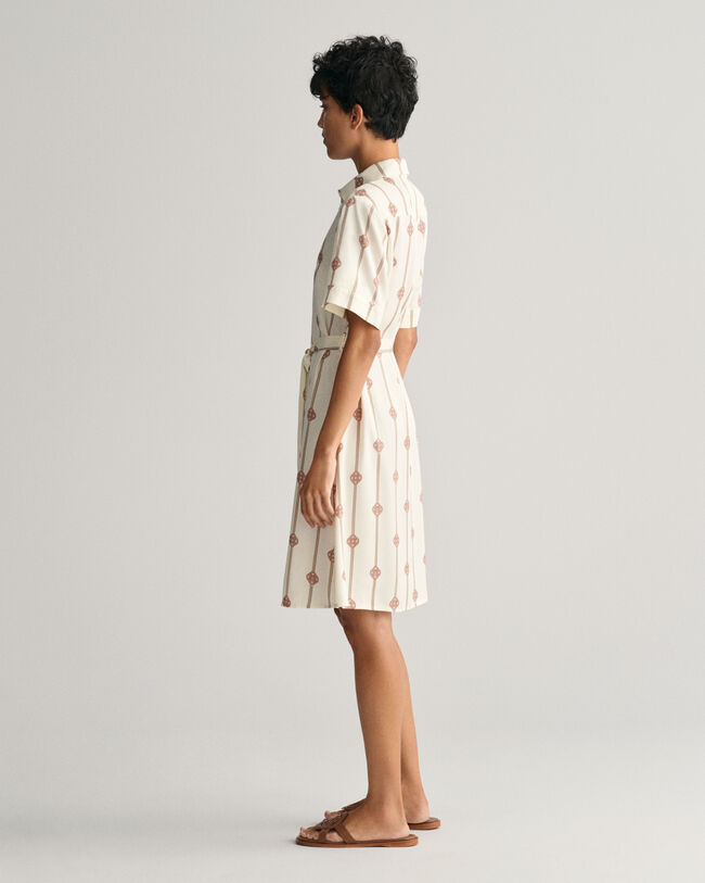 Printed Short Sleeve Shirt Dress