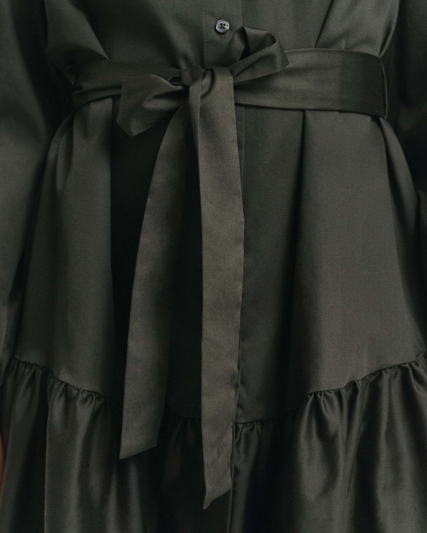 Cotton Satin Long Sleeve Dress