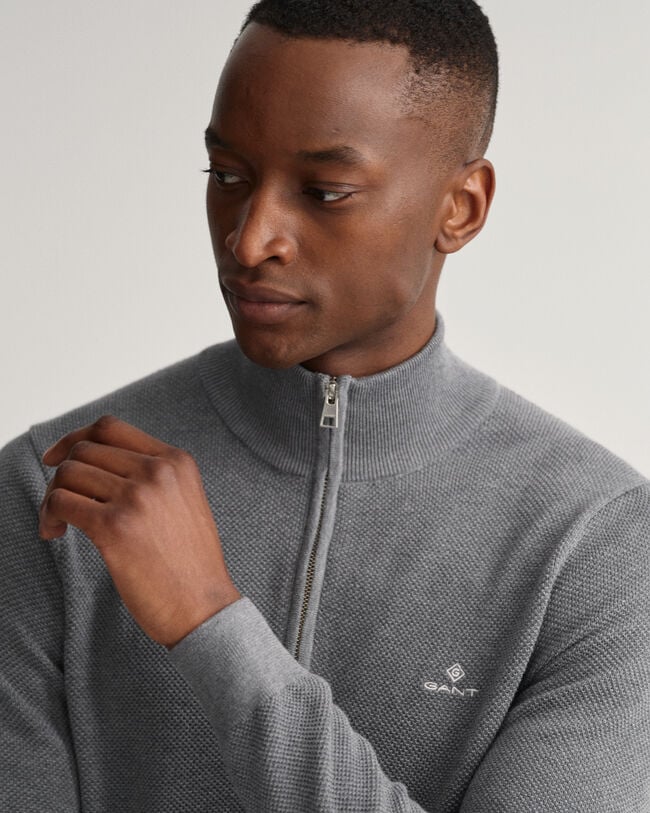 Cotton Piqu&eacute; Half-Zip Sweater
