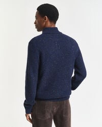 Wool Blend Nepps Half-Buttoned Sweater