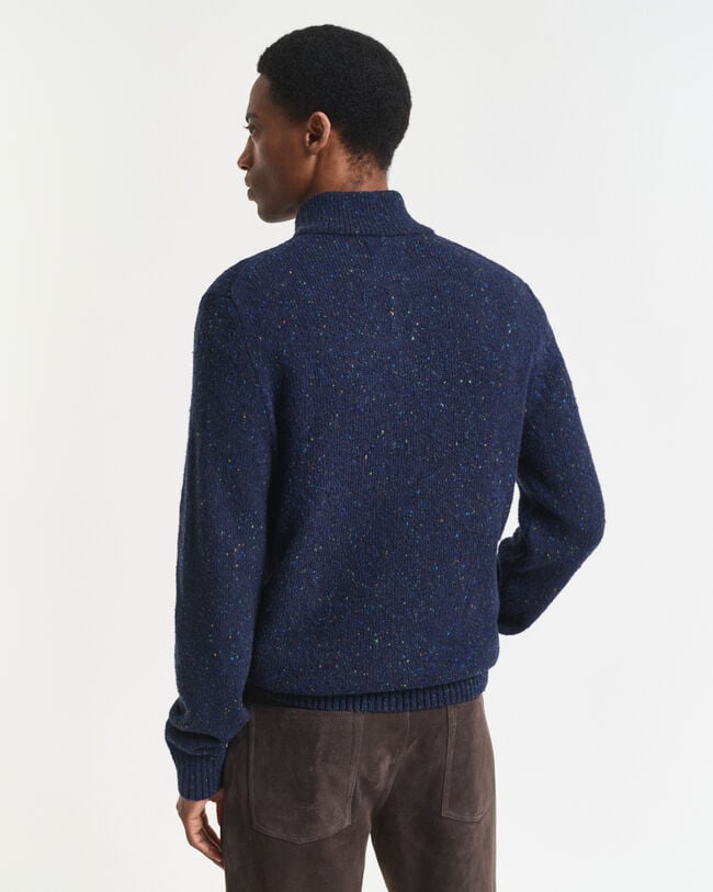 Wool Blend Nepps Half-Buttoned Sweater