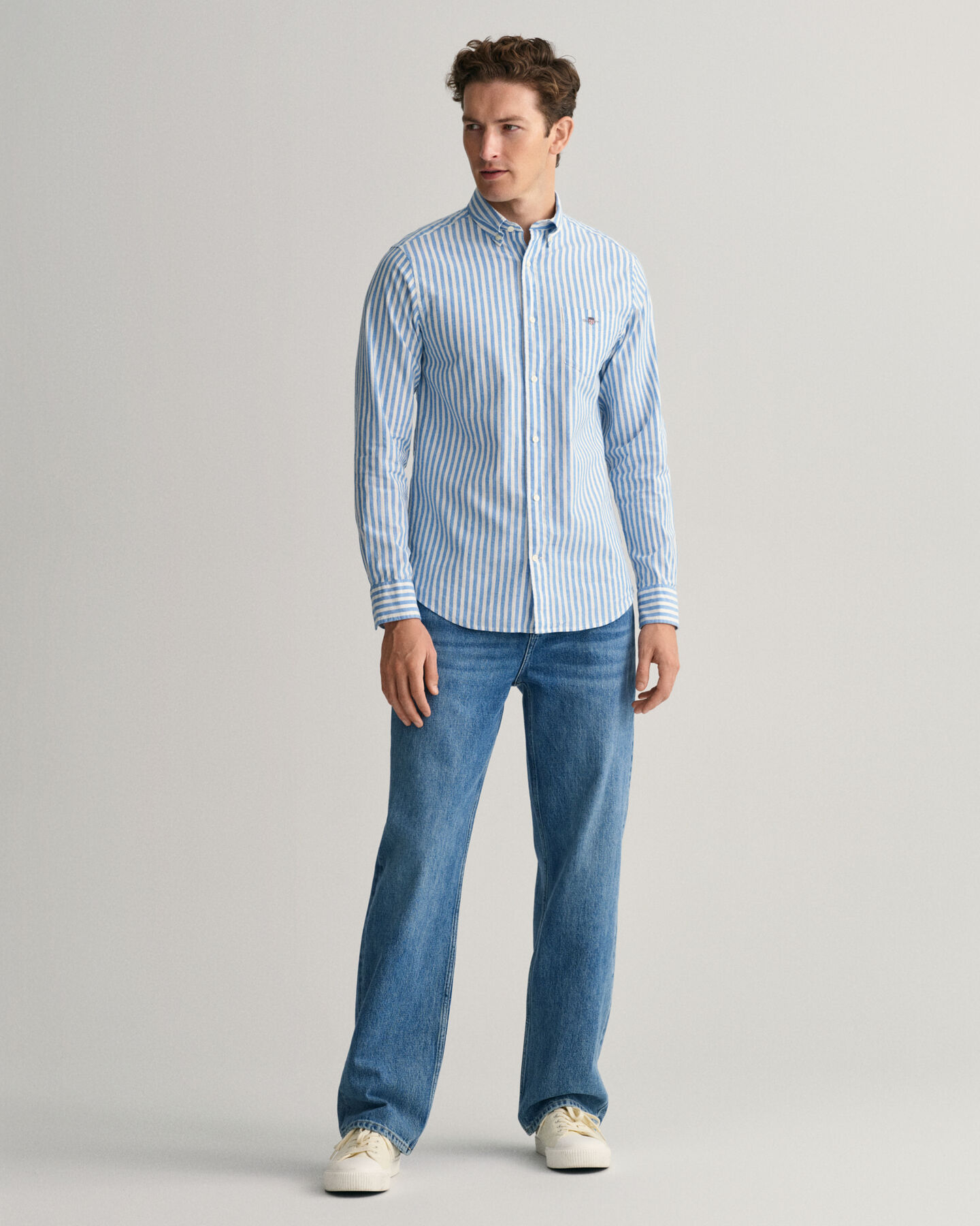 Regular Fit Striped Cotton Linen Shirt