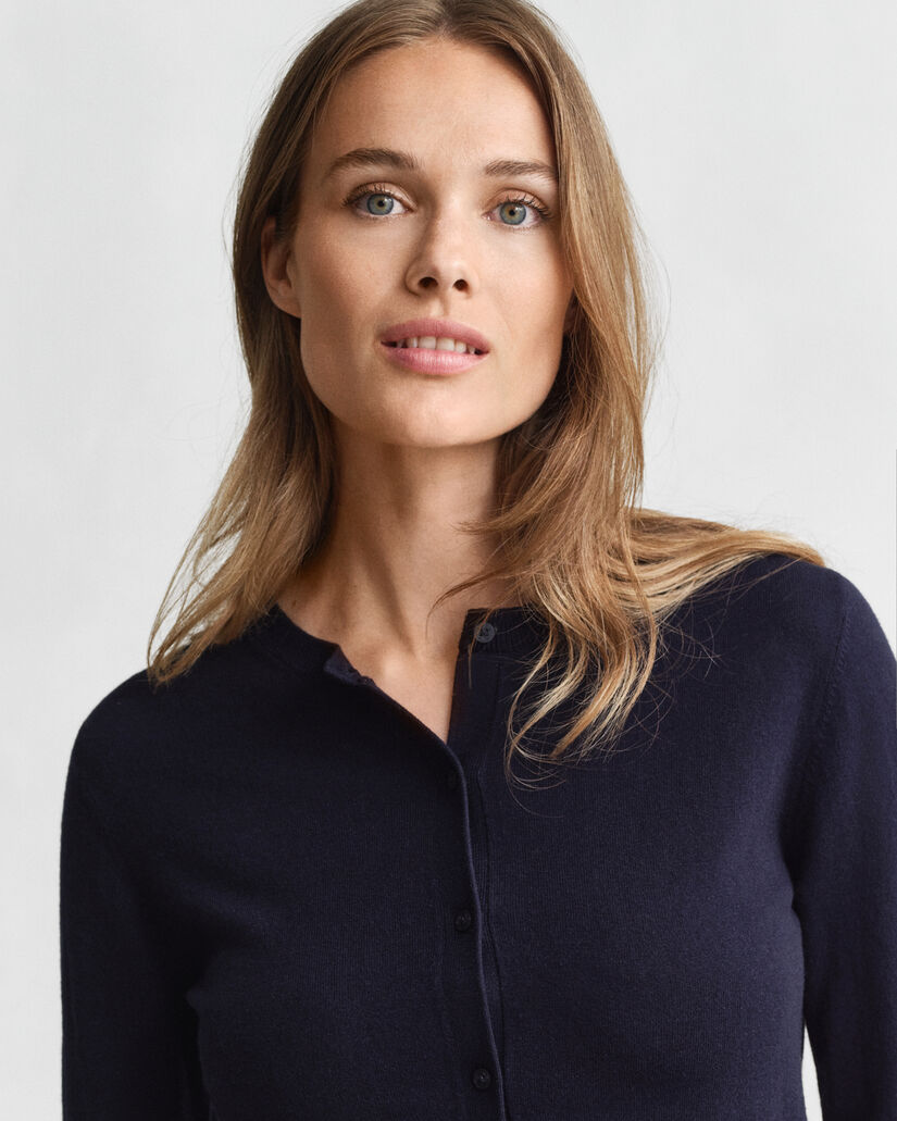 Lightweight Knit Crew Neck Cardigan