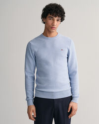 Micro Cotton Textured Crew Neck Sweater