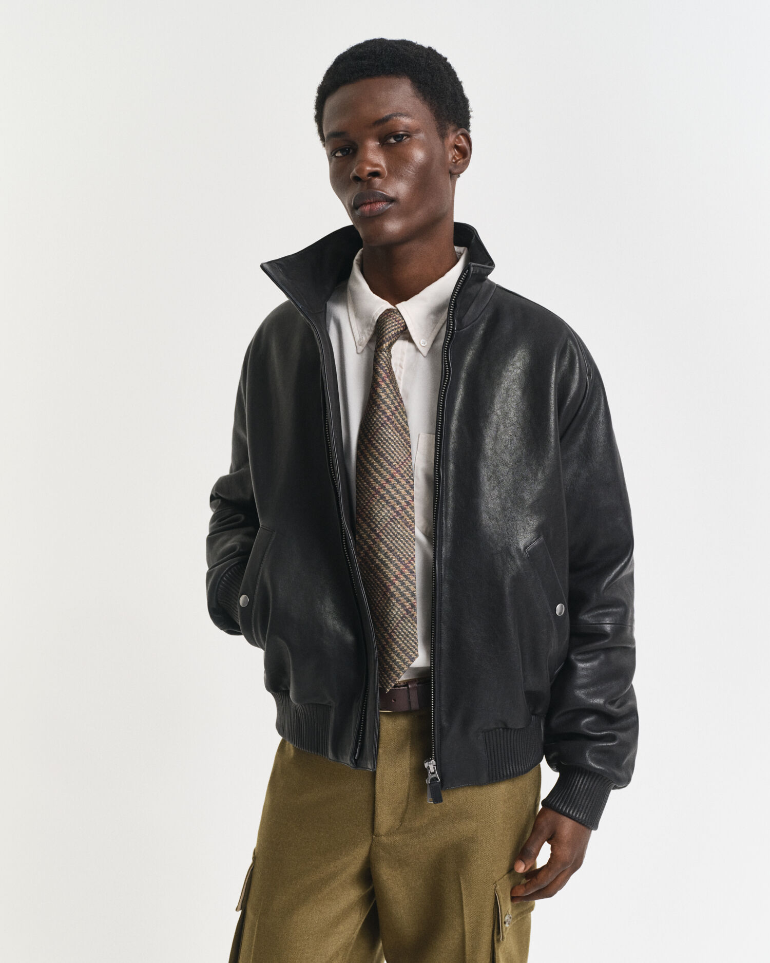 ジャケット・アウター PAIR SLOPE short leather Harrington jkt Sites-Gant-UK-Site