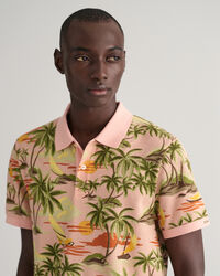 Hawaiian Print Polo Shirt