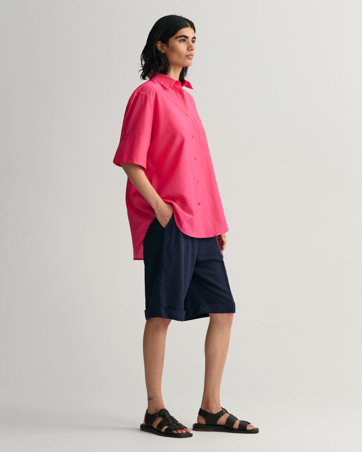 Relaxed Fit Cotton Silk Short Sleeve Shirt
