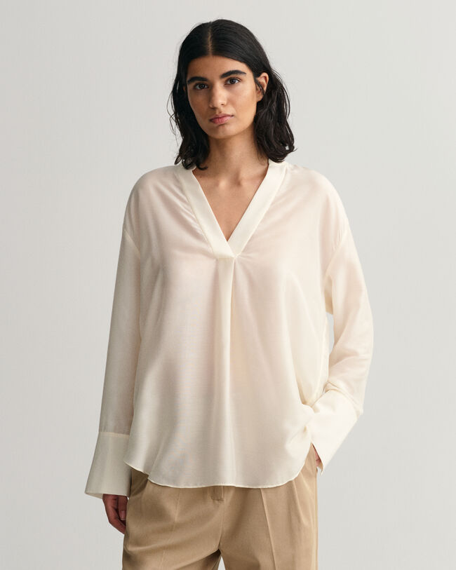 Relaxed Fit Stand Collar Blouse