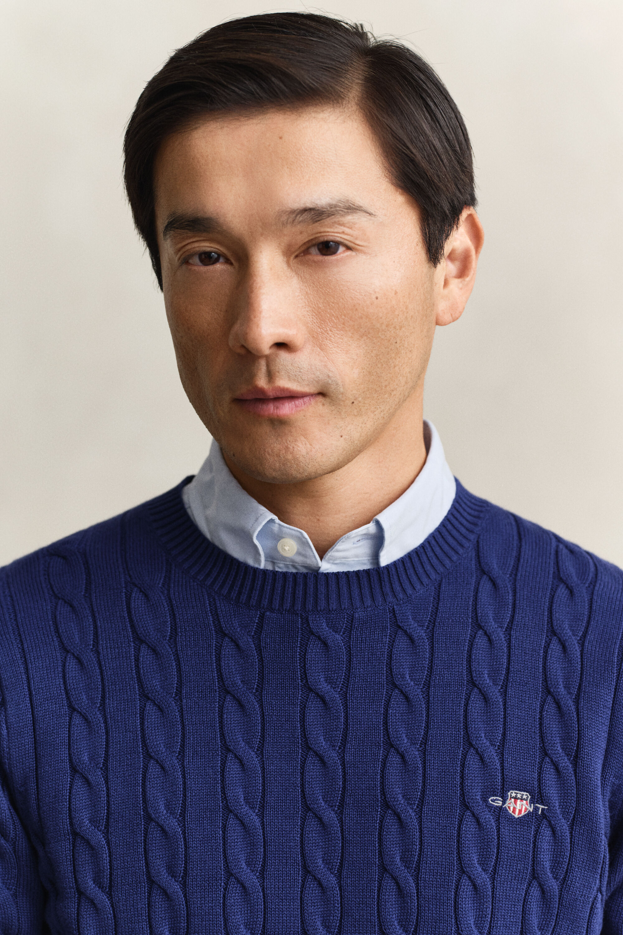 Cotton Cable Knit Crew Neck Sweater