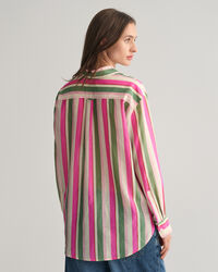 Relaxed Fit Striped Cotton Silk Shirt