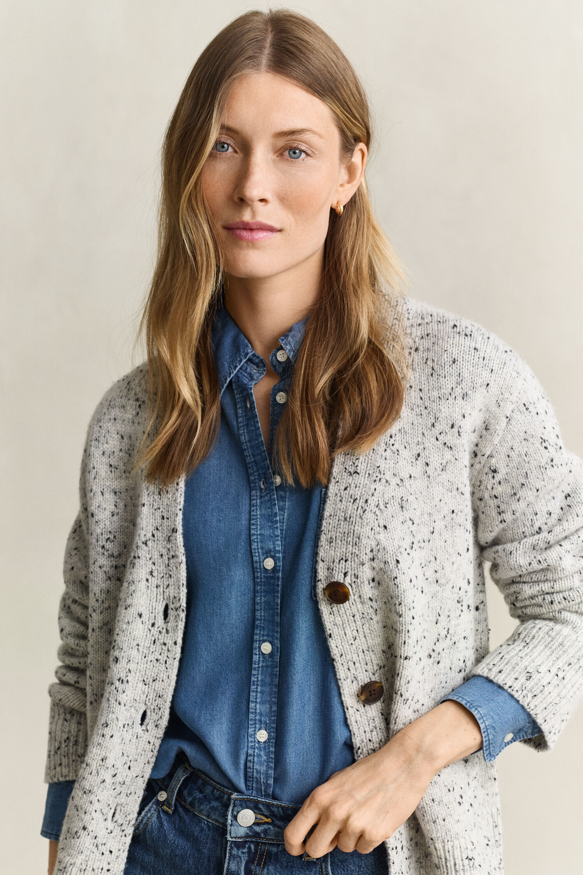 Wool Blend Nepps Cardigan