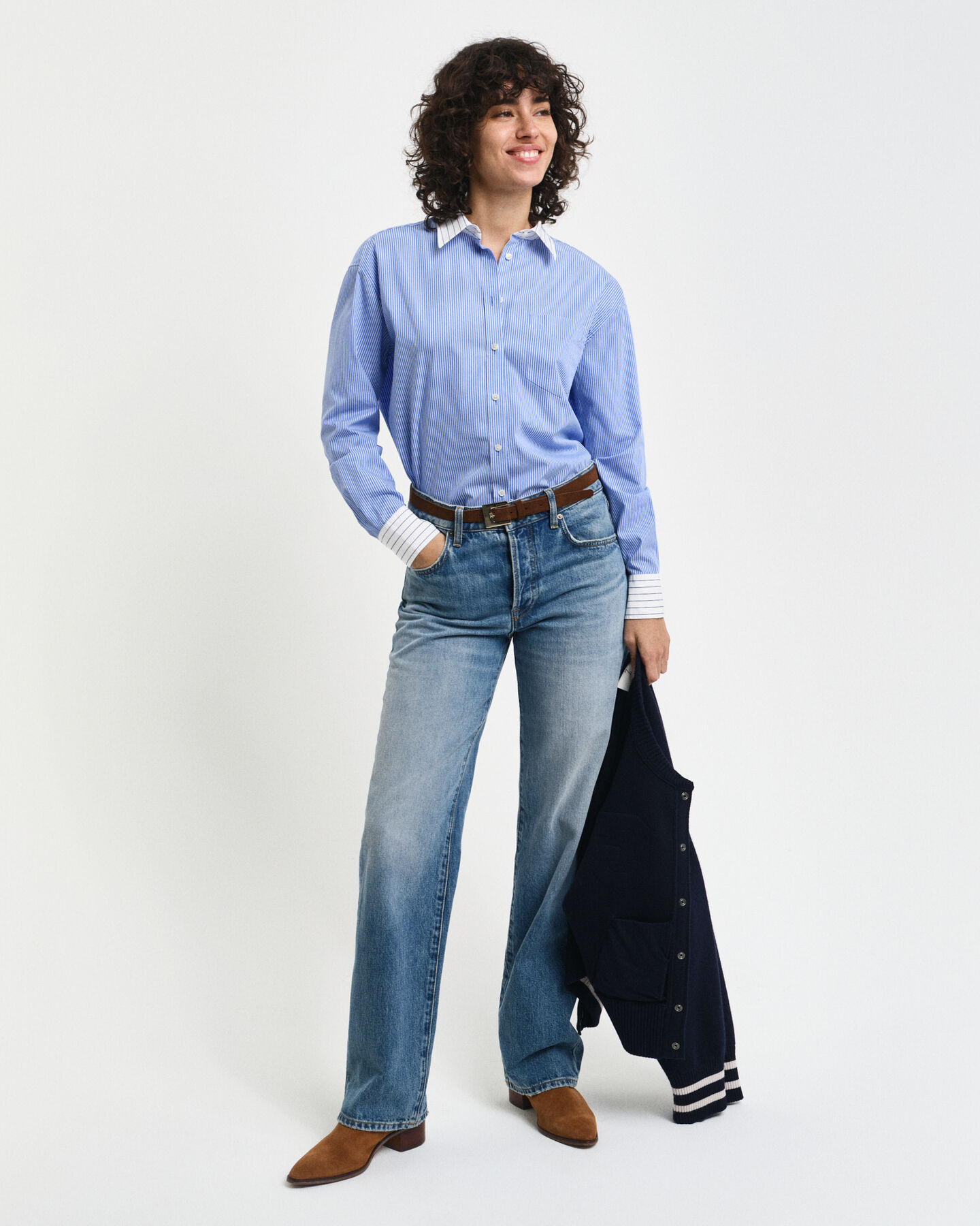 Relaxed Fit Mixed Stripe Poplin Shirt