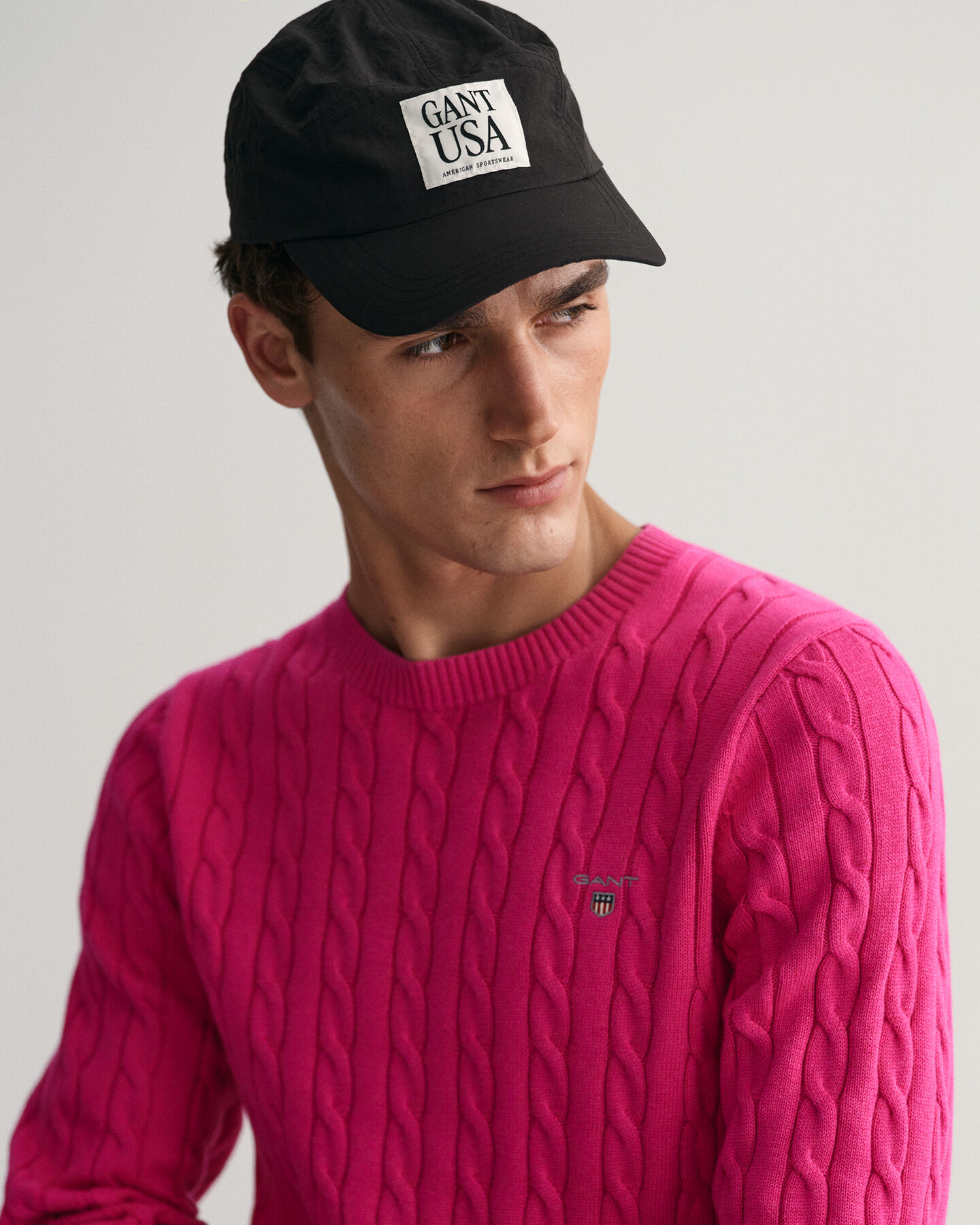 Cotton Cable Knit Crew Neck Sweater