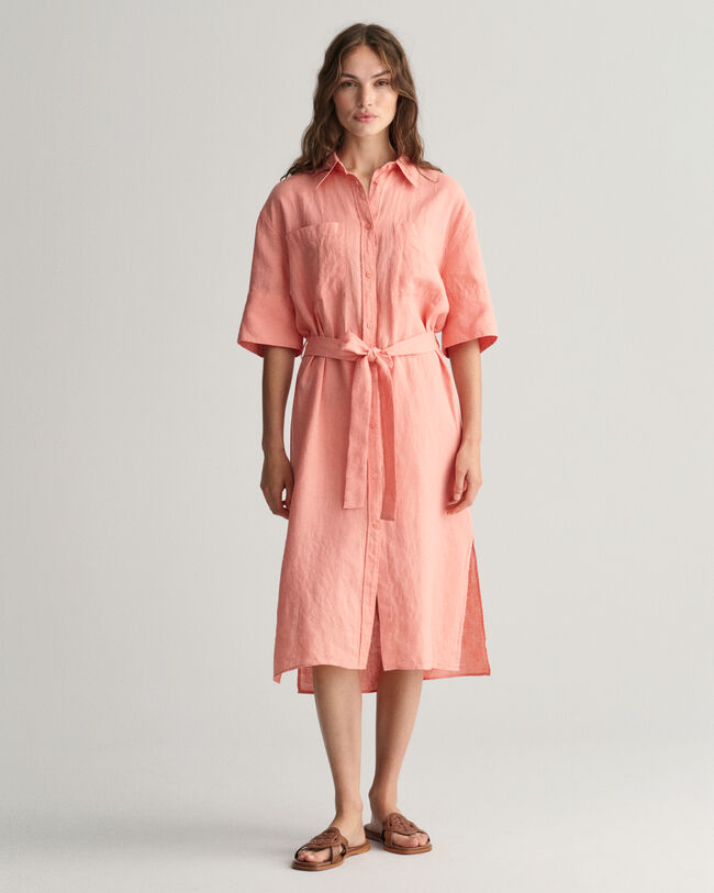 Linen Short Sleeve Shirt Dress