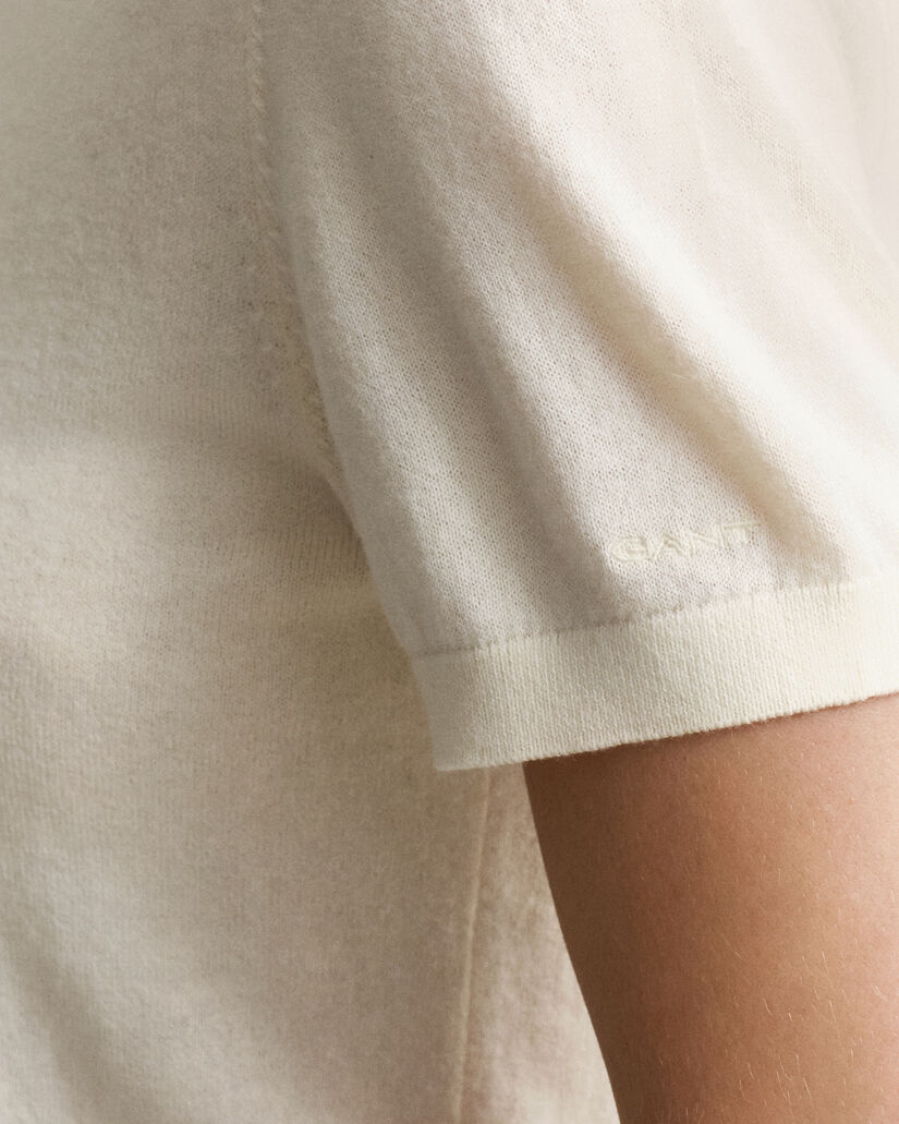 Lightweight Knit Short Sleeve Crew Neck Sweater