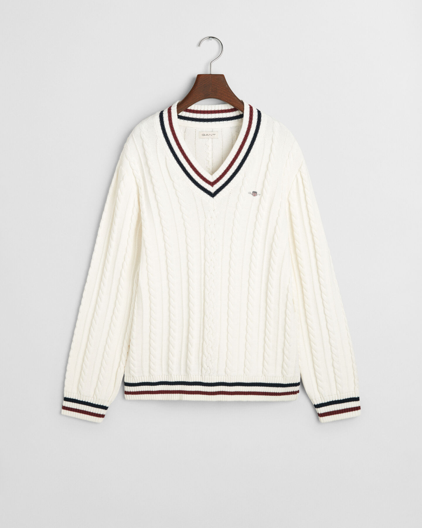 Teens Striped Cable Knit V-Neck Sweater