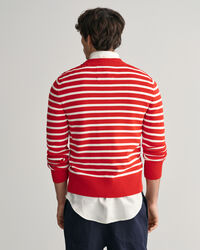Breton Striped Shiny Cotton Crew Neck Sweater