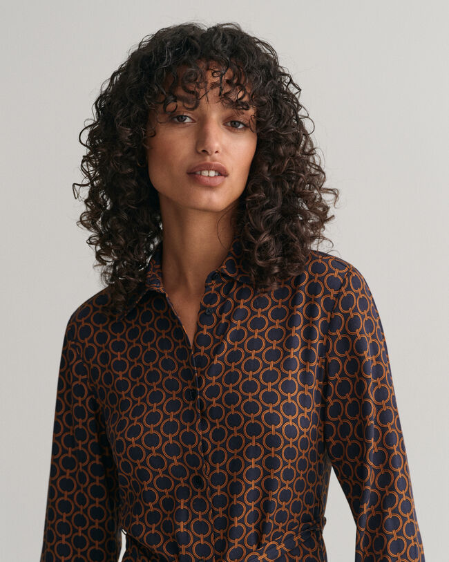 Slim Fit Geometric Shirt Dress