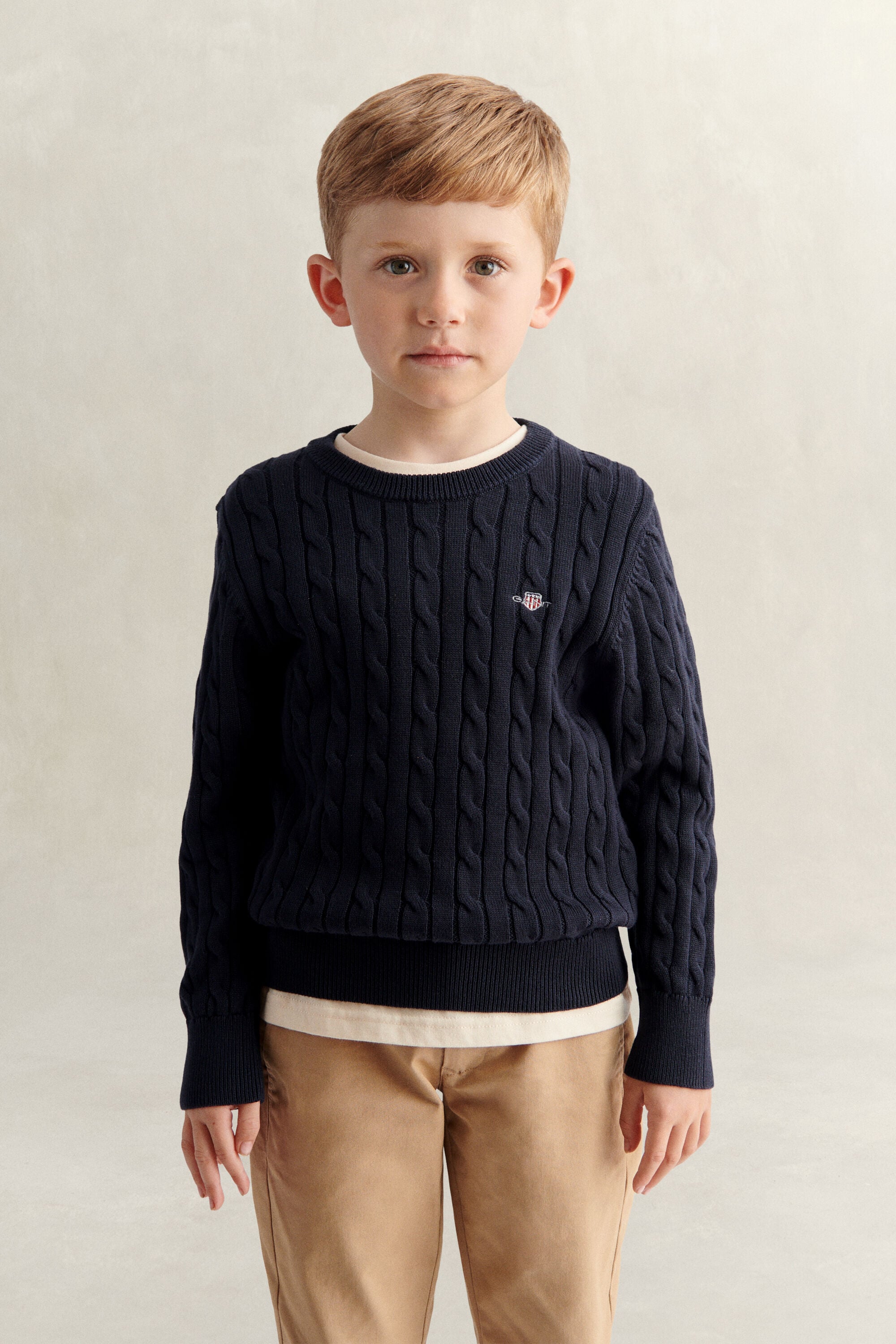 Boys Shield Cable Knit Sweater