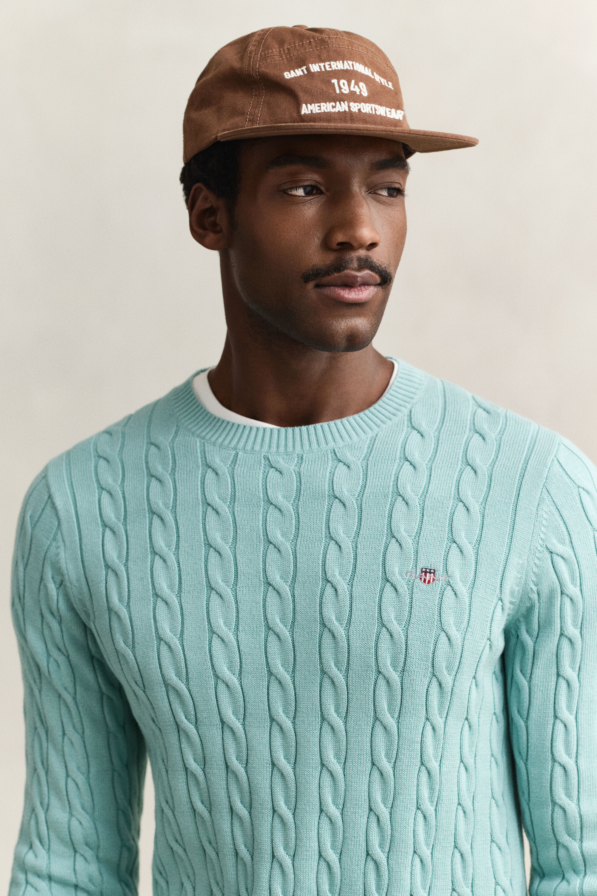 Cotton Cable Knit Crew Neck Sweater