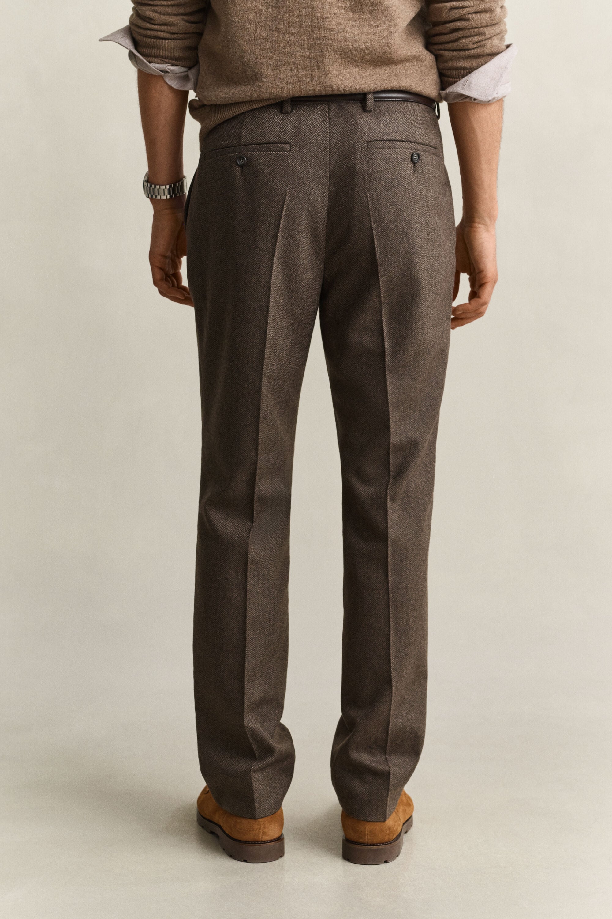 Wool Herringbone Suit Pants