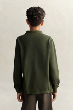 Teen Boys Shield Long Sleeve Polo Shirt — DARK MOSS GREEN 3