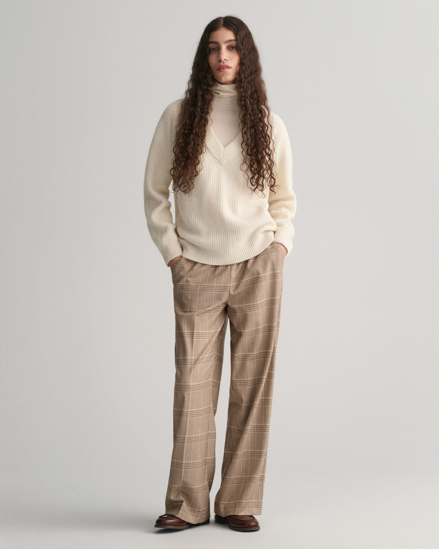 Relaxed Fit Checked Pull-On Pants
