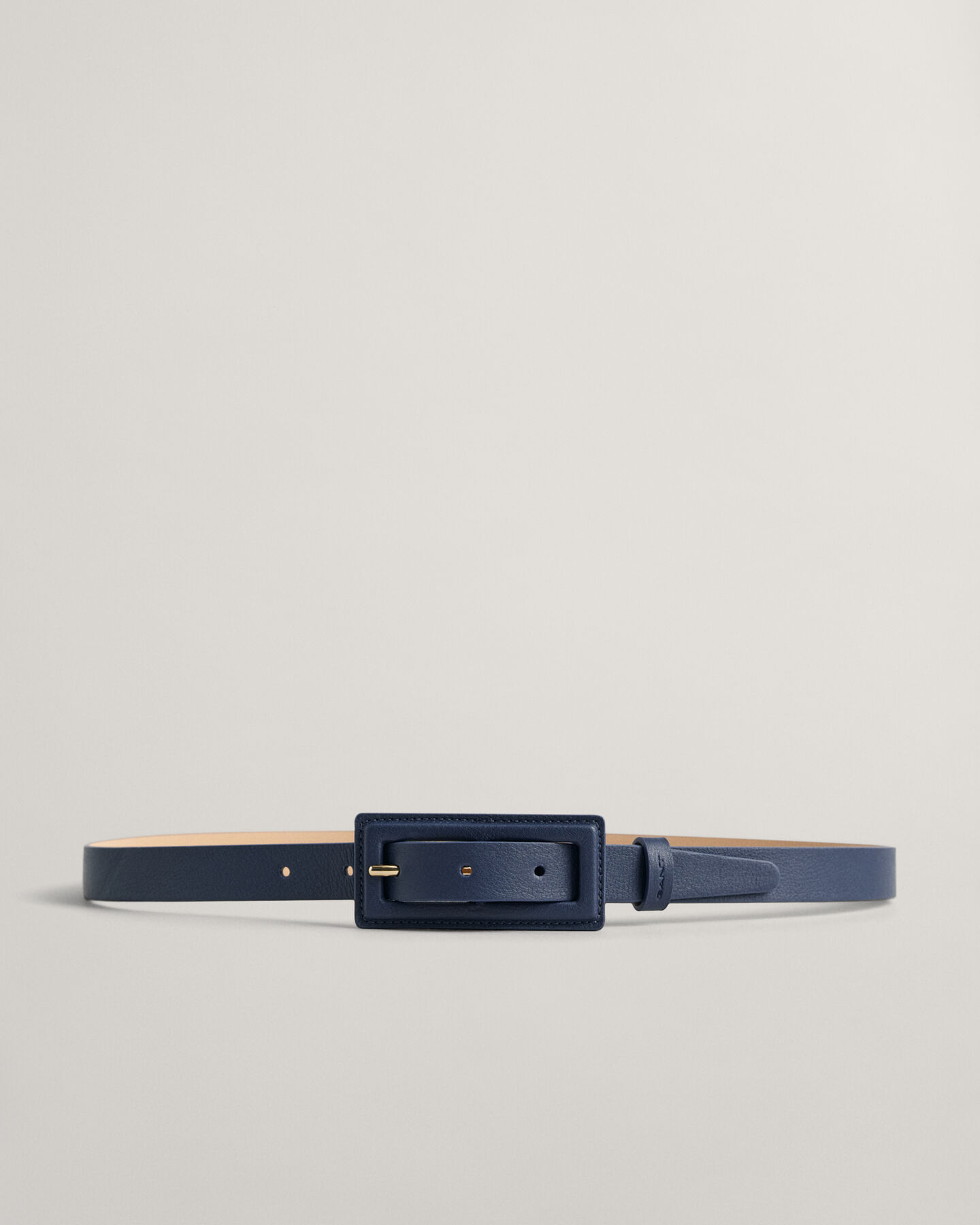 Covered Buckle Slim Leather Belt
