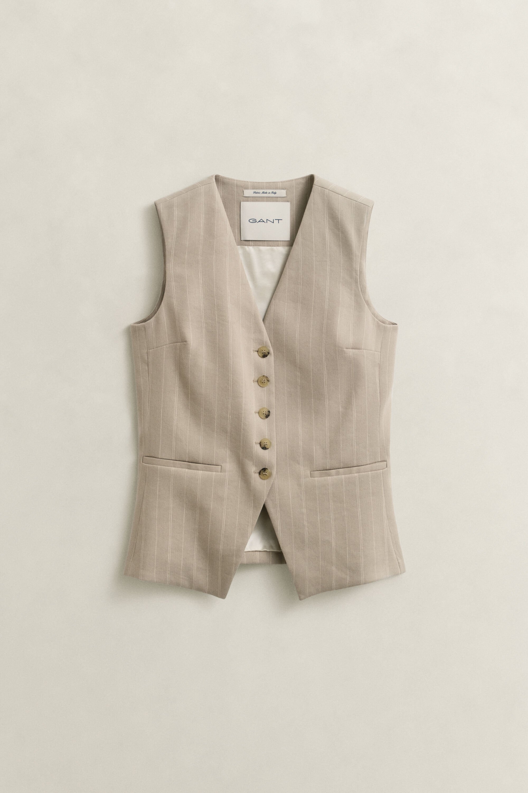 Pinstriped Linen Blend Vest