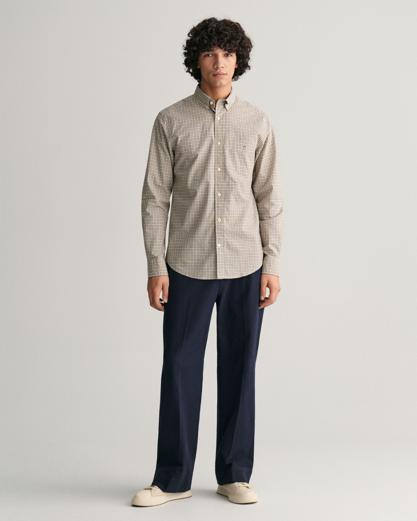 Regular Fit Micro Checked Poplin Shirt