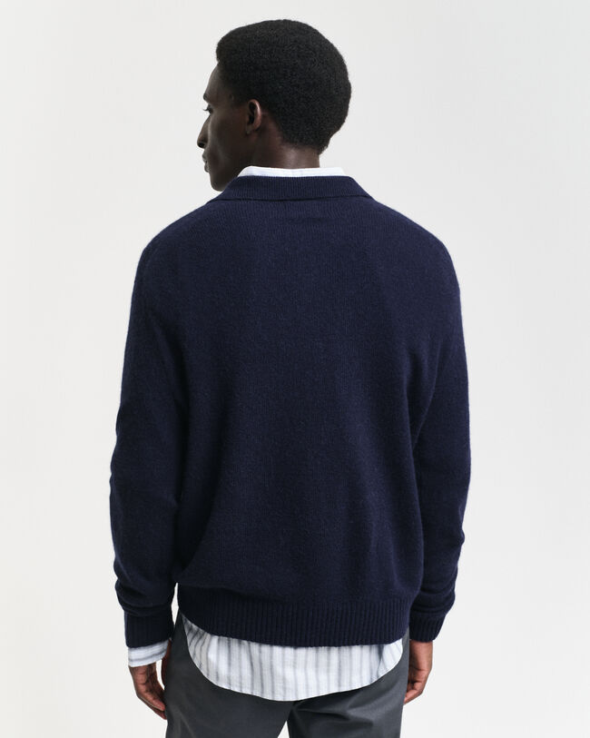 Wool Blend Polo Sweater