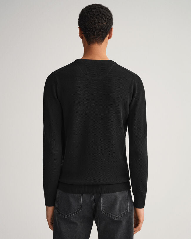 Cotton Piqu&eacute; Crew Neck Sweater