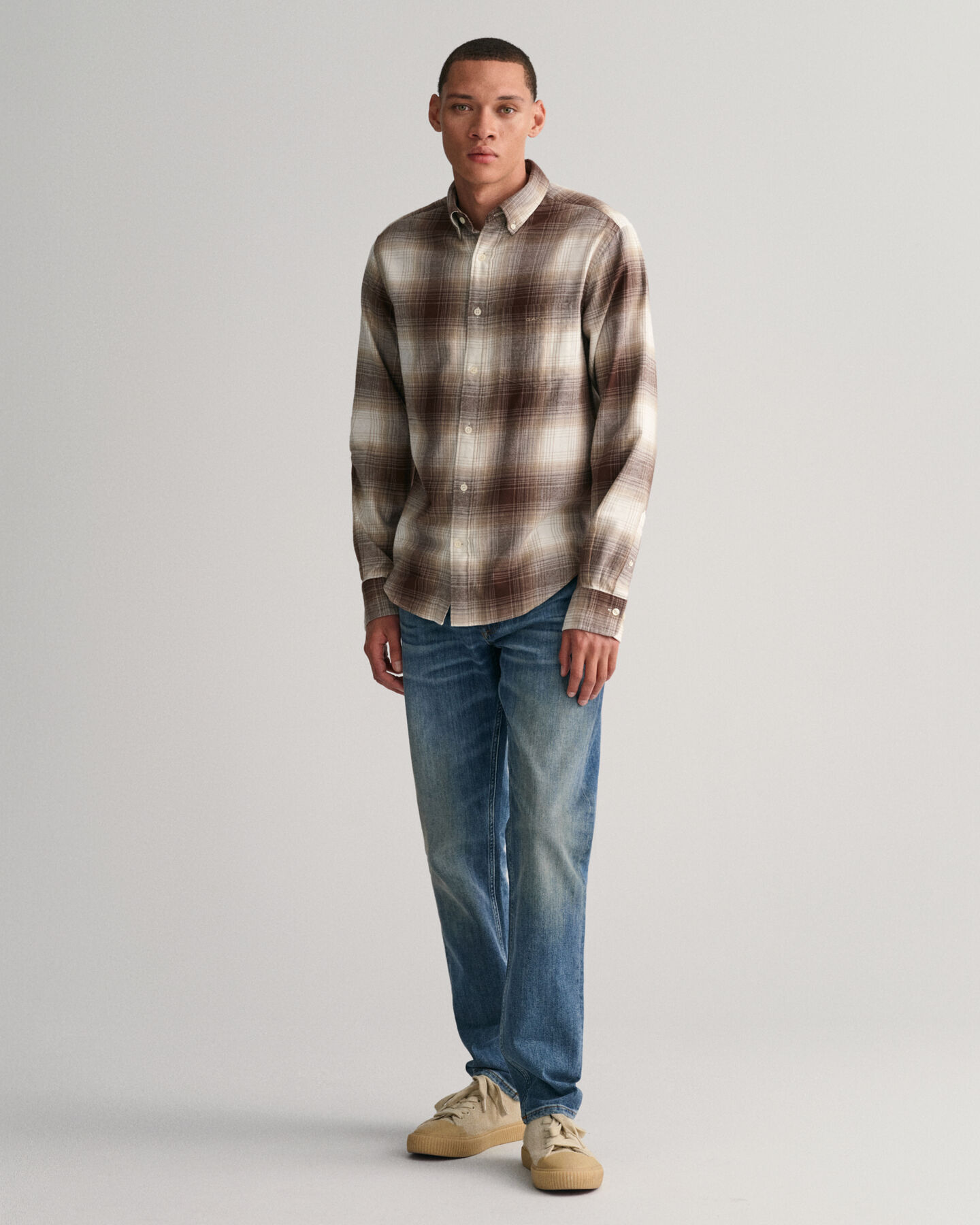 Regular Fit Shadow Check Flannel Shirt