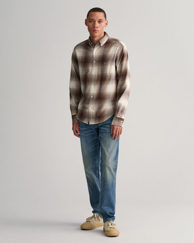 Regular Fit Shadow Check Flannel Shirt