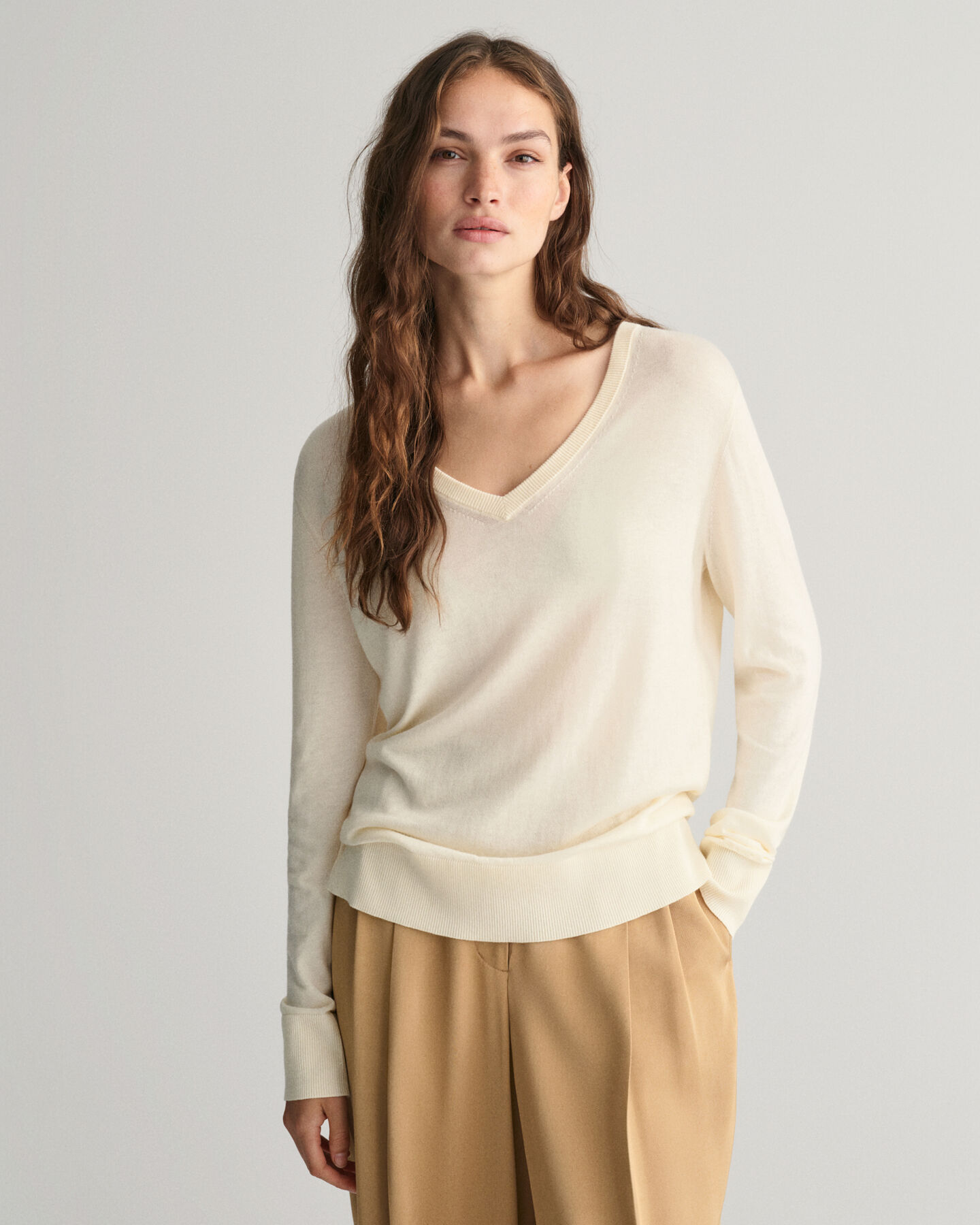 Fine Knit V-Neck Sweater