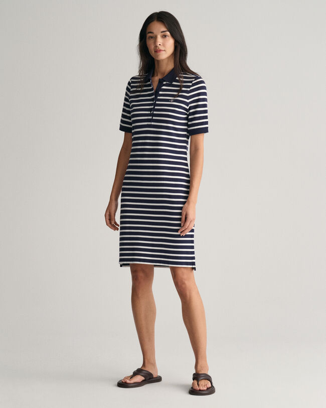 Striped Shield Piqué Polo Dress