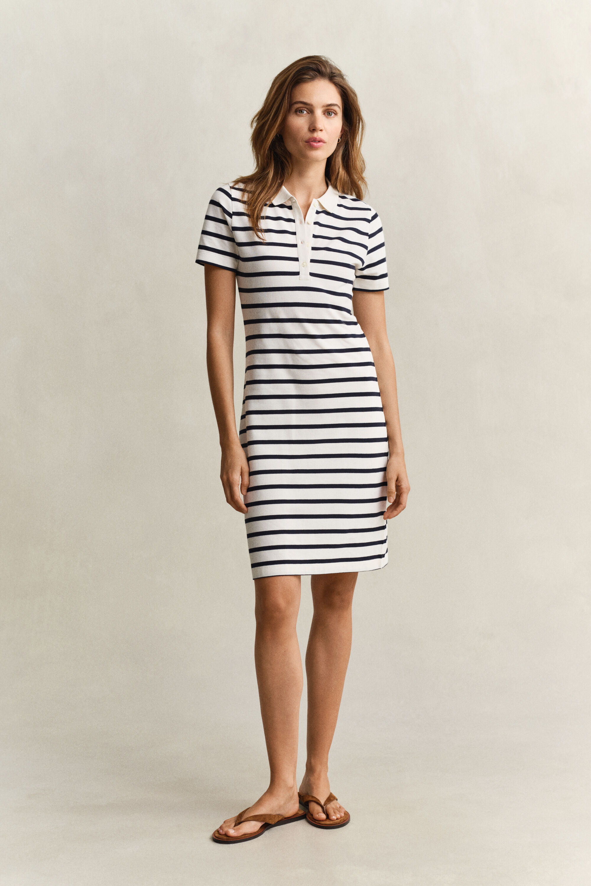 Striped Piqué Polo Dress