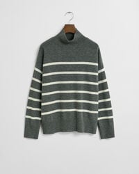Striped Superfine Lambswool Turtleneck Sweater
