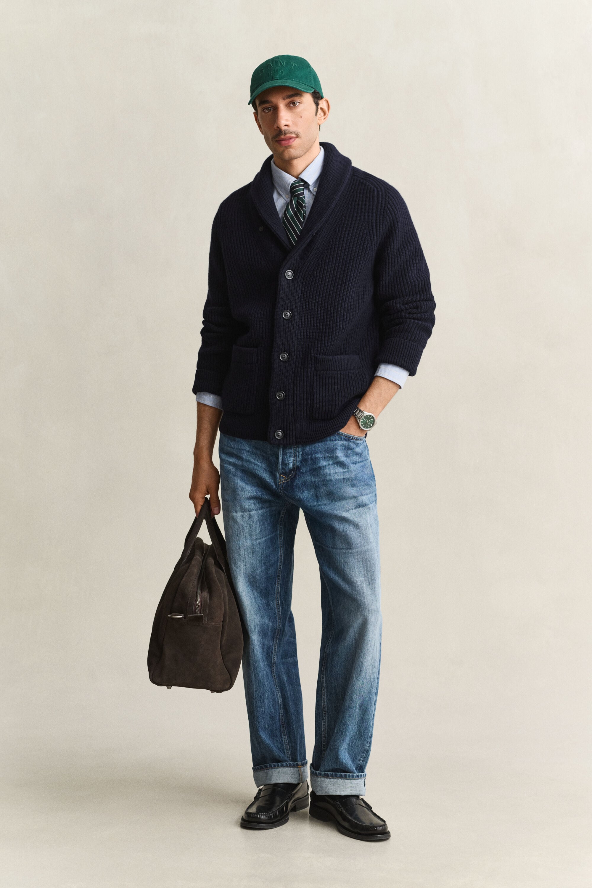 Ribbed Wool Blend Cardigan