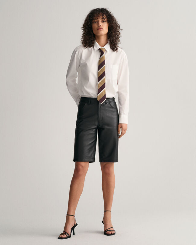 Straight Leg Leather Shorts
