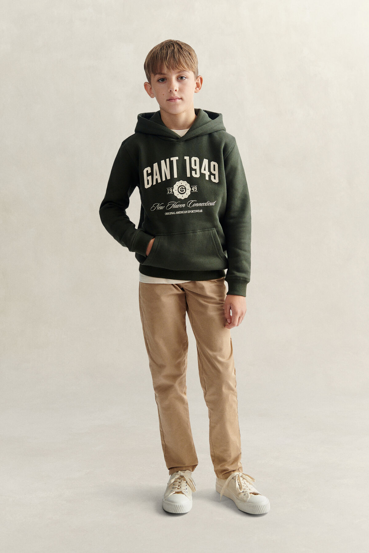 Teen Boys Collegiate Hoodie — DARK MOSS GREEN