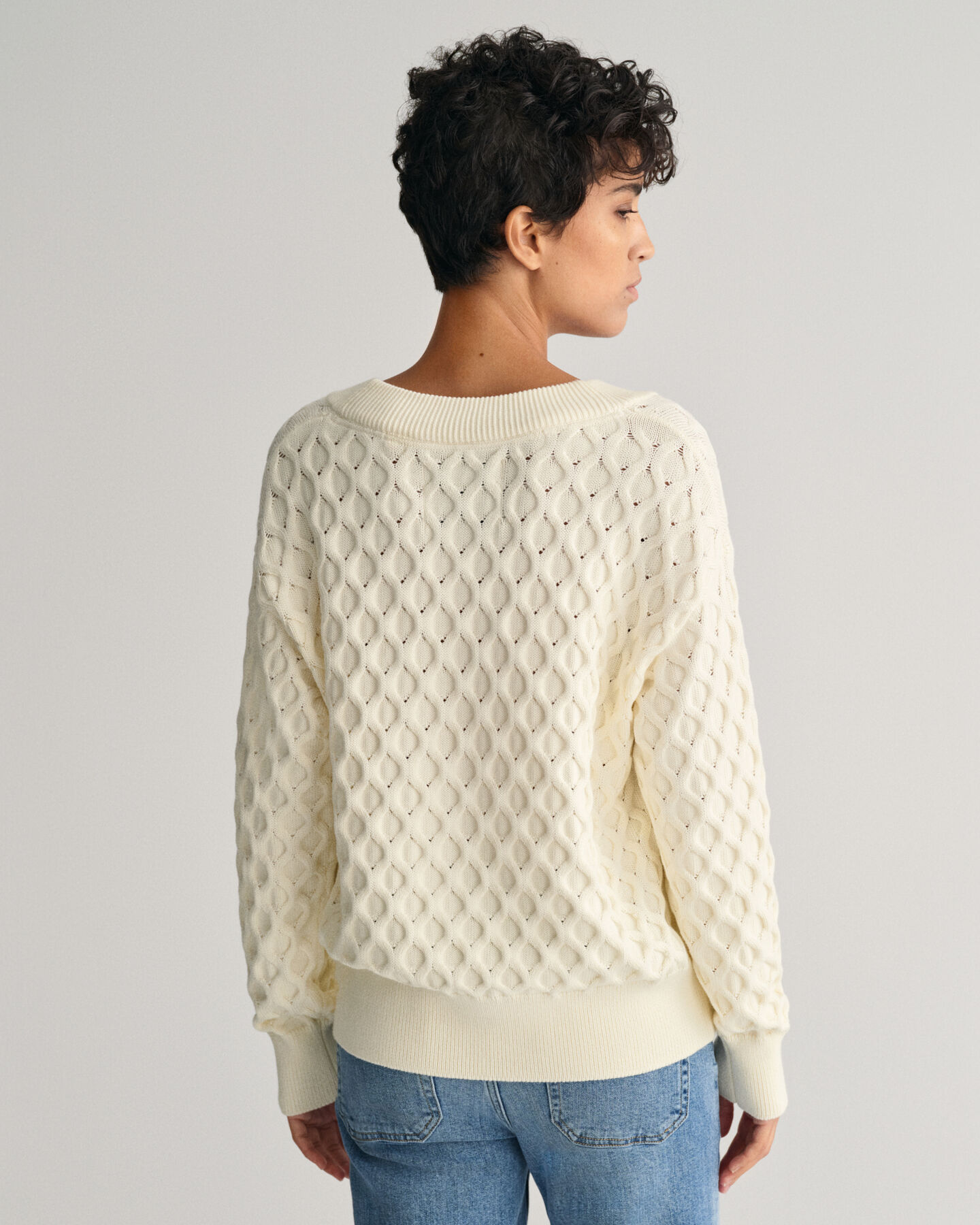 Textured Knit V-Neck Sweater