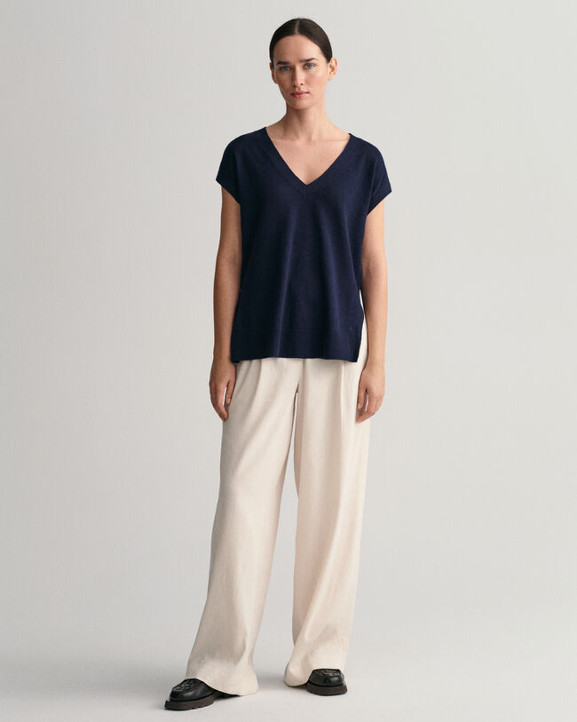 Linen Blend V-Neck Vest