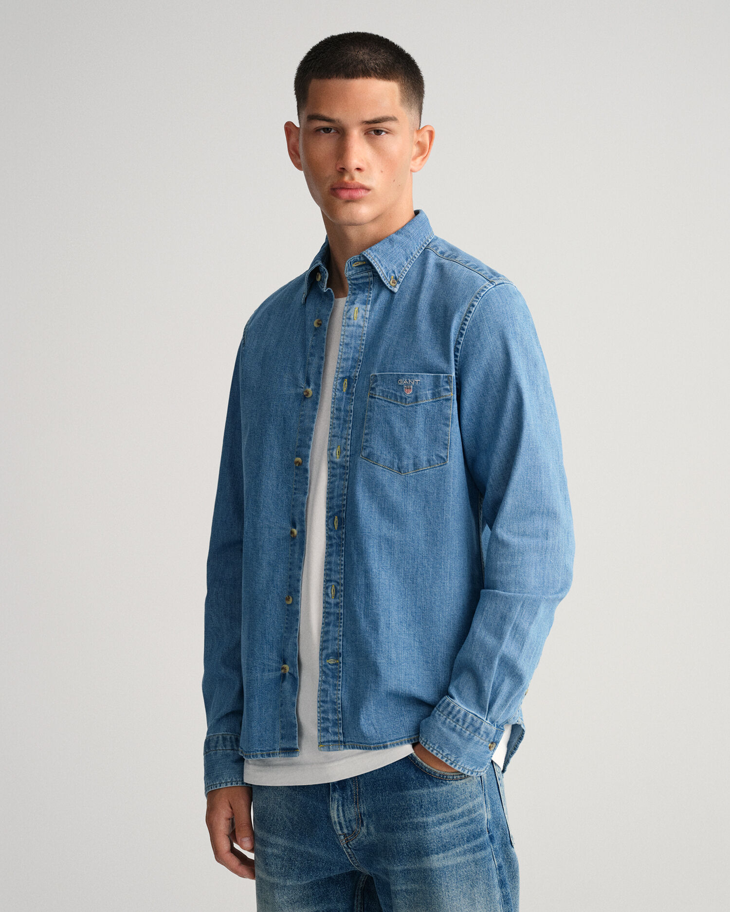 denim slim shirt